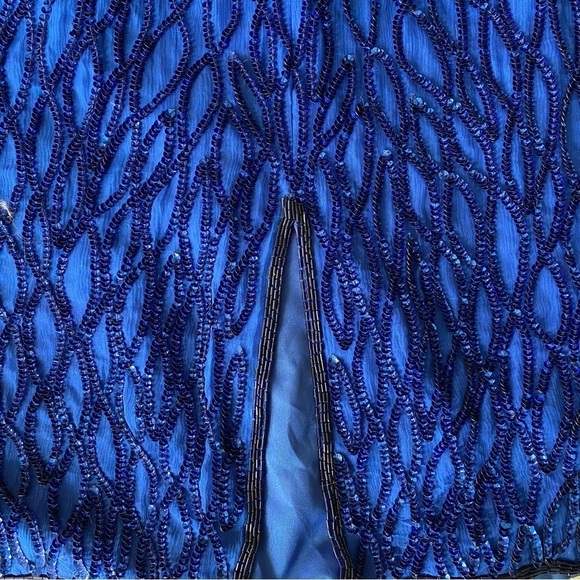 Scala Vintage Silk & Sequin Royal/Cobalt Blue Sleeveless Cocktail Dress Size 2X - Picture 13 of 16